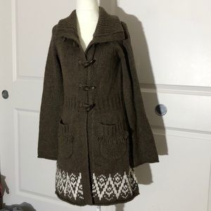 Mossimo Boho Long Line Sweater Fringe Cardigan Medium